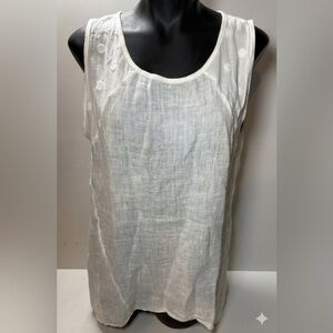 Lightweight Cream 100% Linen Made in Italy Sleeveless Blouse